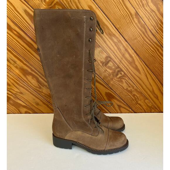 CLARKS Leather Knee High Lace Up Riding Boot - Picture 4 of 10